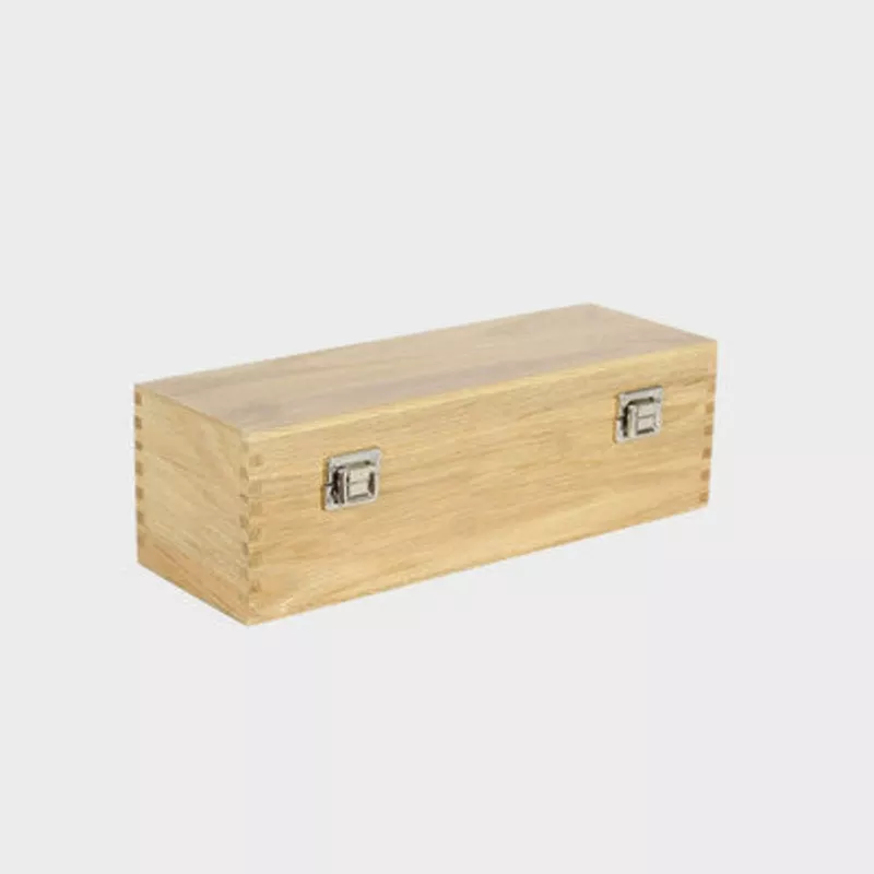 1 Bottle Oak Wooden Box with Silk Lining and Hinged Lid