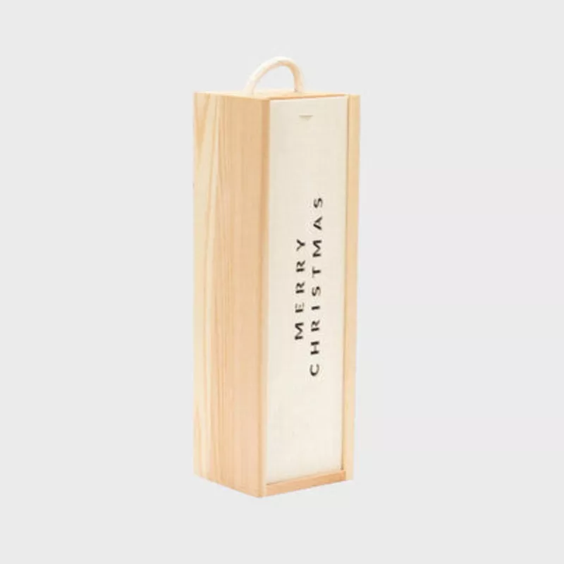 1 Bottle Wooden Box with Merry Christmas Window