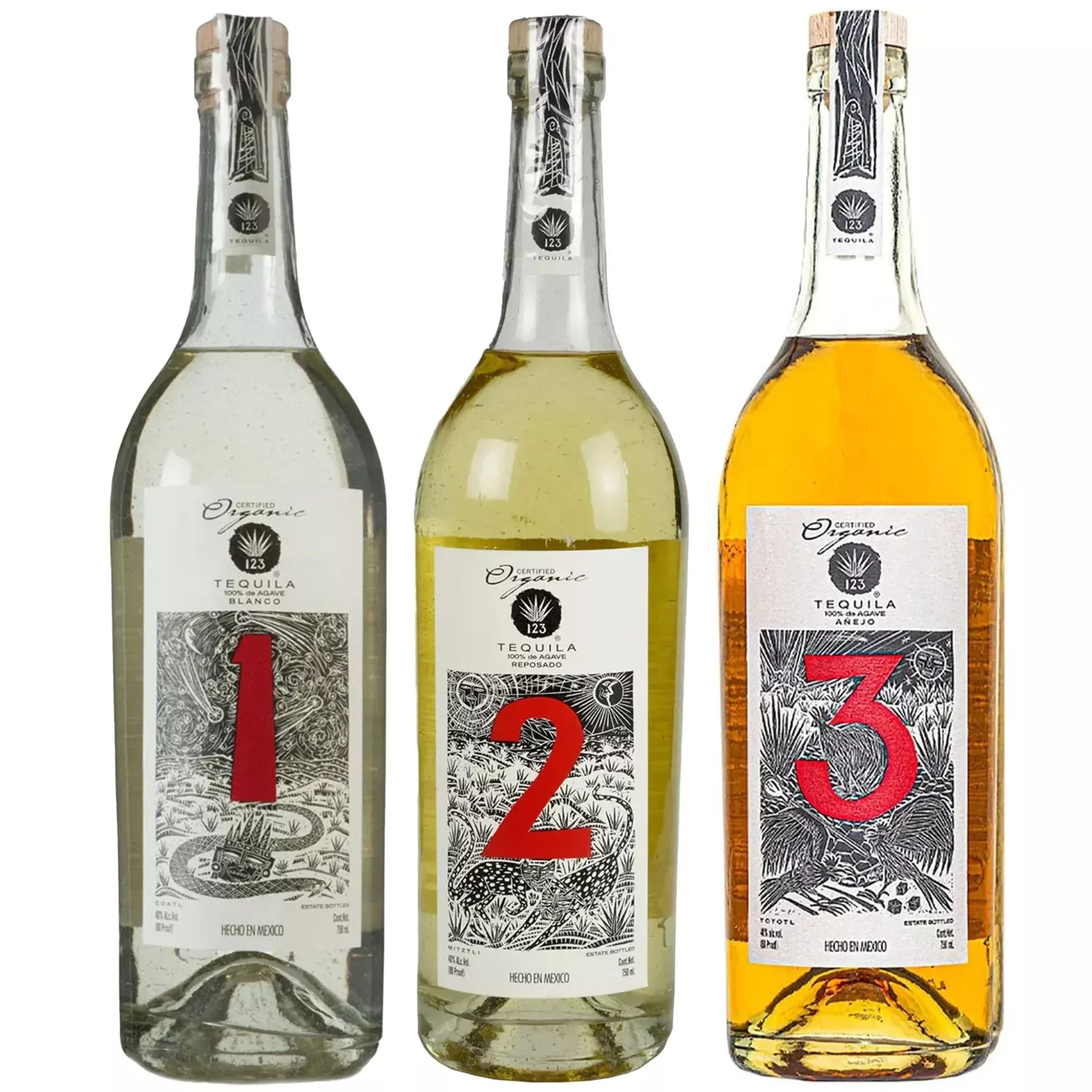 123 Organic Blanco, Reposado, & Añejo Tequila Bundle